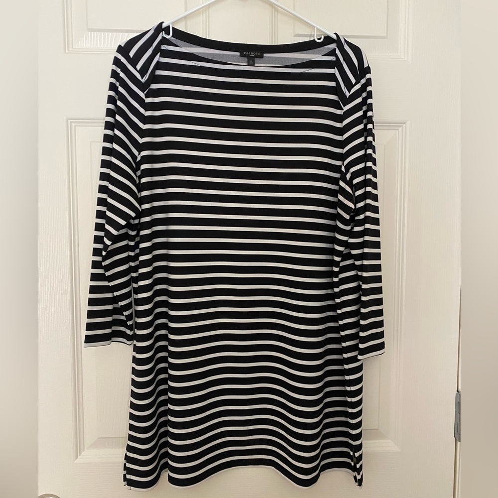 Talbots Black and White Striped Tunic Size X